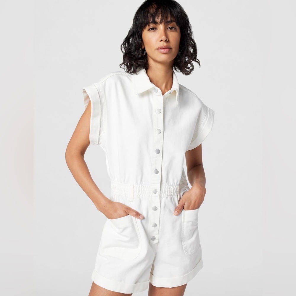 BlankNYC Meditation Snap Up Romper in white Women’s X-Small